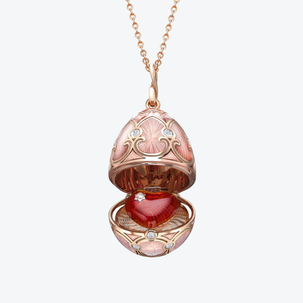 Fabergé Guilloché Enamel Heart Surprise Locket necklace
