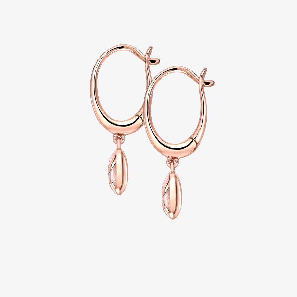 Fabergé Guilloché Enamel Hoop Egg Drop Earrings