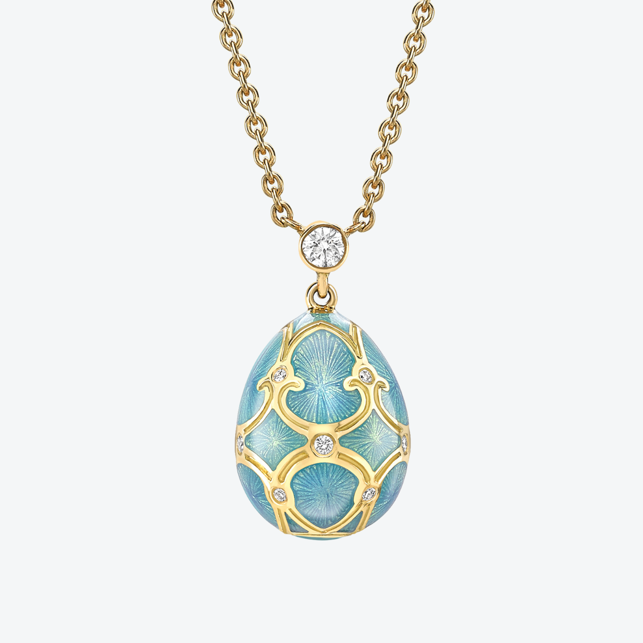 Fabergé Guilloché Enamel Petite Egg Pendant necklace