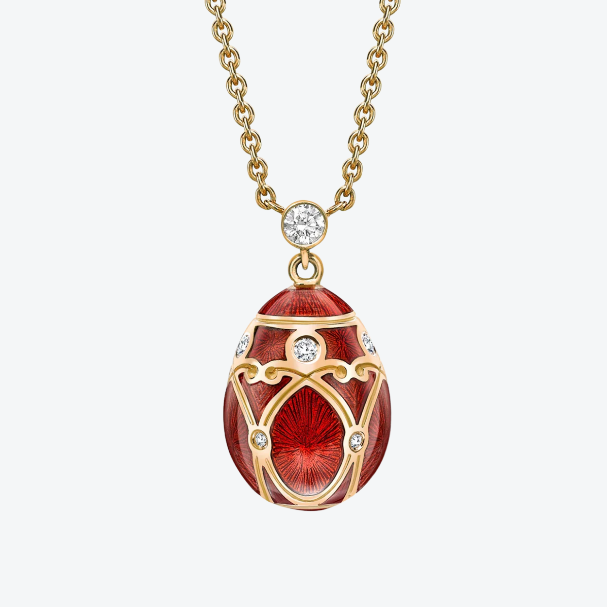 Fabergé Guilloché Enamel Petite Egg Pendant necklace