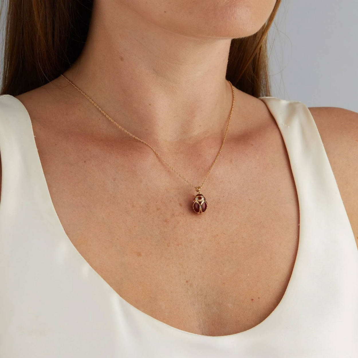 Fabergé Guilloché Enamel Petite Egg Pendant necklace