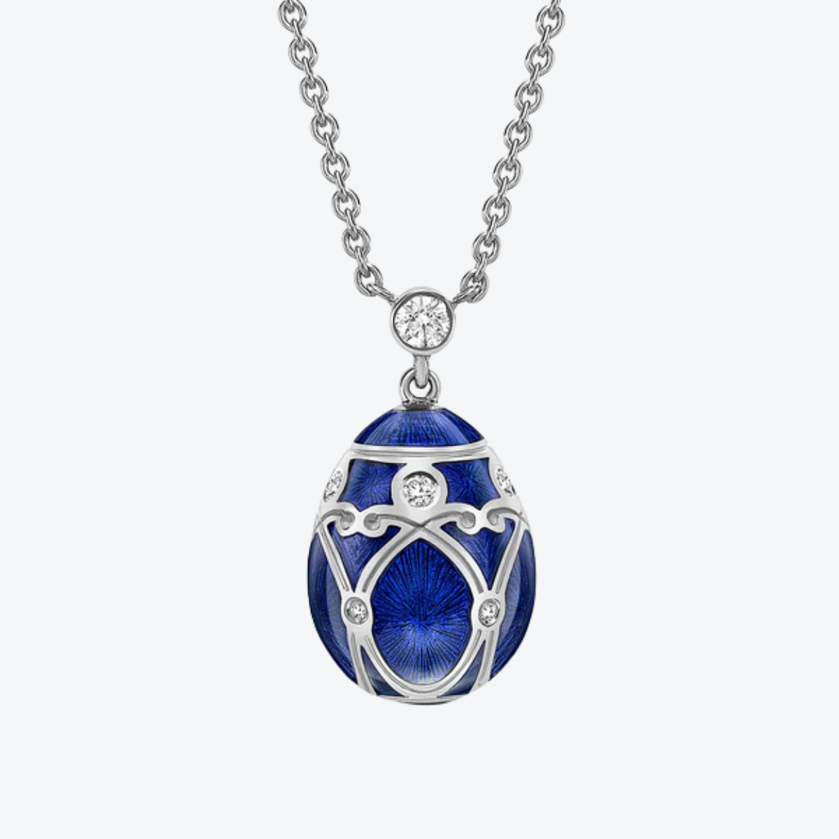 Fabergé Guilloché Enamel Petite Egg Pendant necklace