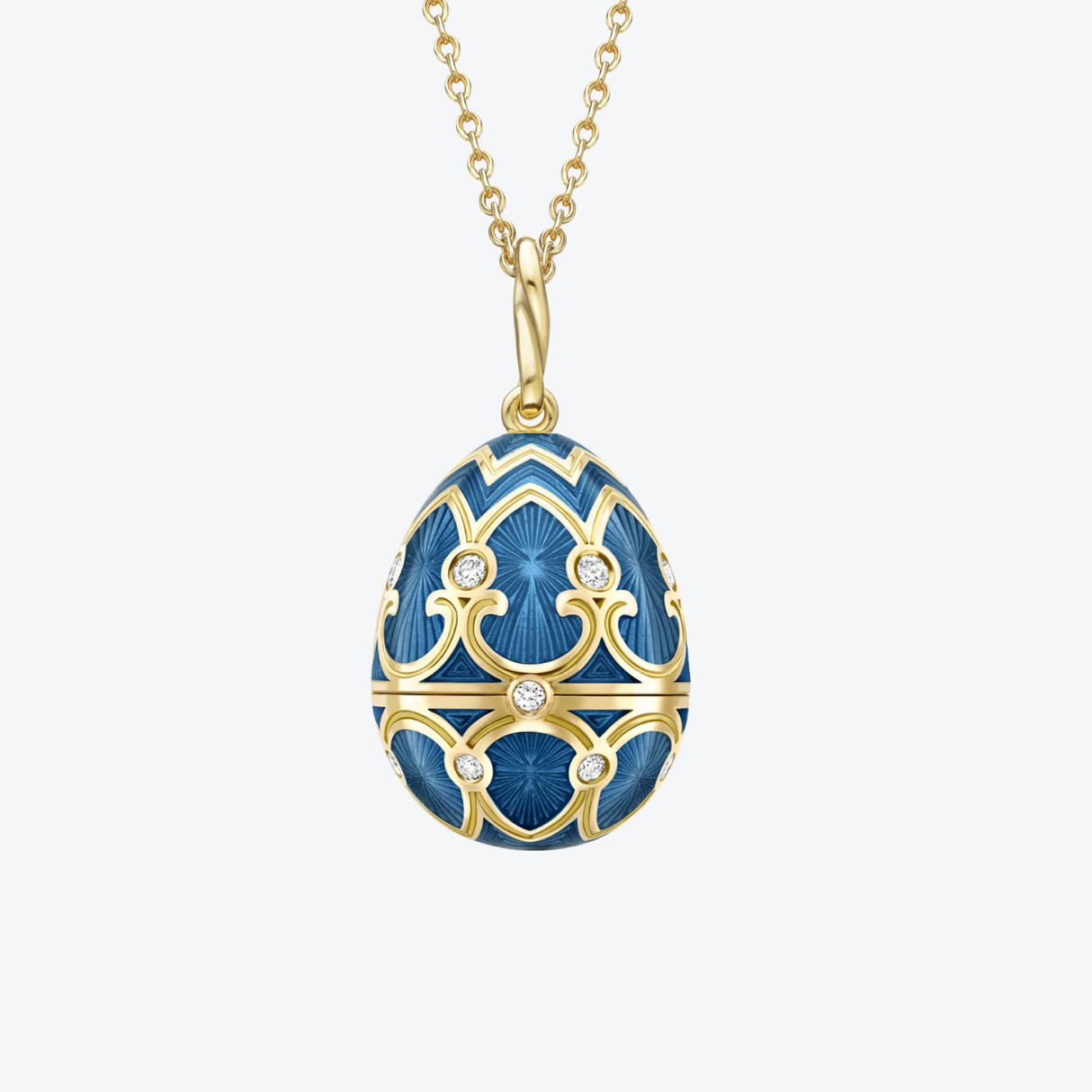 Fabergé Guilloché Enamel Water lily Suprise Locket necklace