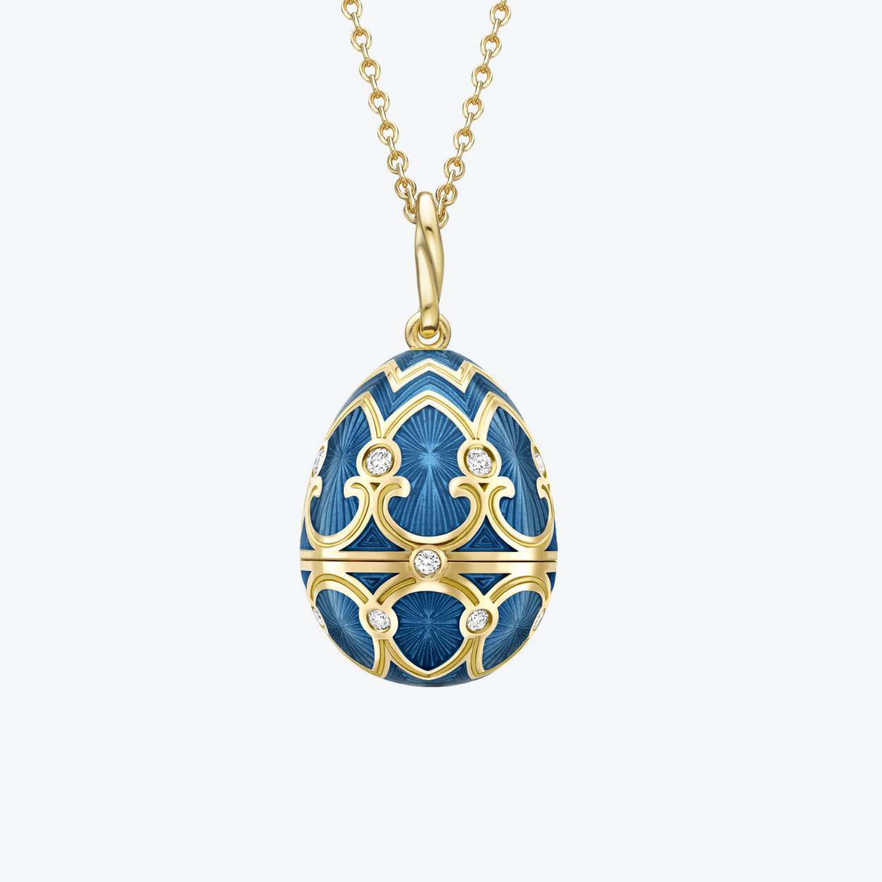 Fabergé Guilloché Enamel Water lily Suprise Locket necklace