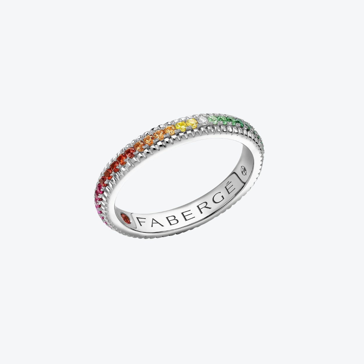 Fabergé Rainbow Multicolored Gemstone Fluted Eternity ring