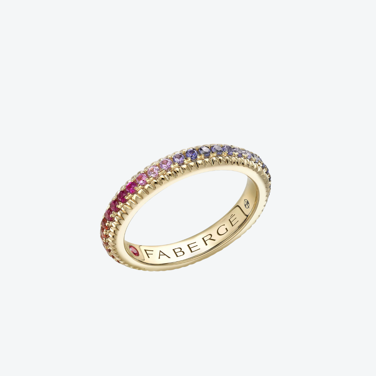 Fabergé Rainbow Multicolored Gemstone Fluted Eternity ring