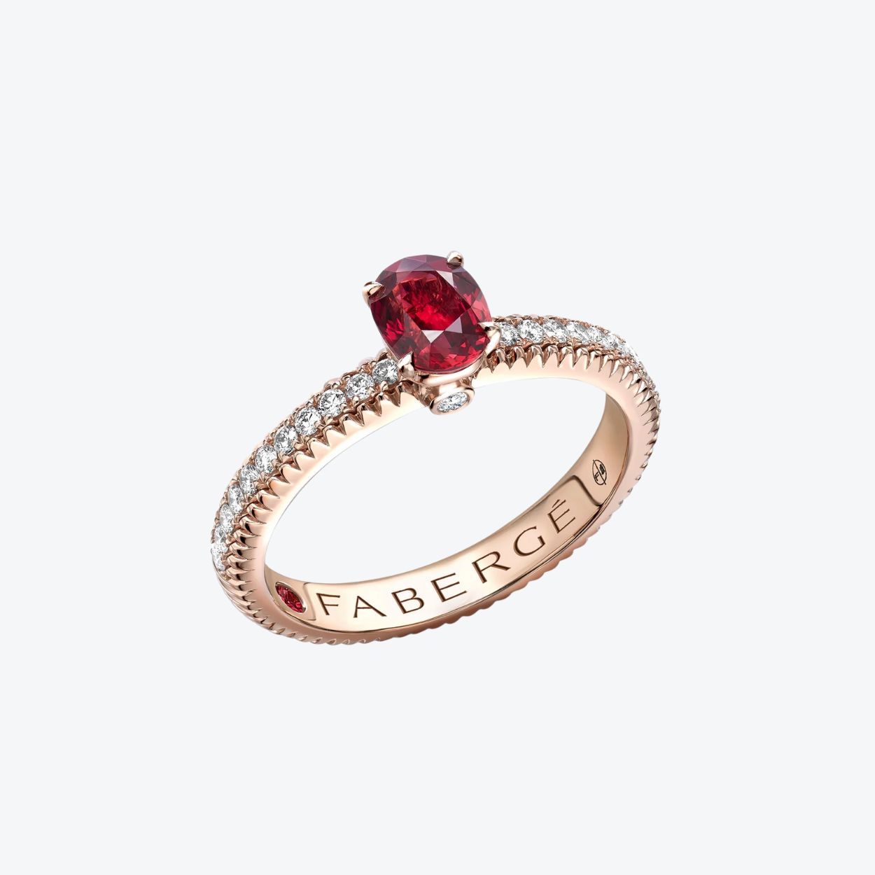 Fabergé Ruby Fluted ring with diamonds