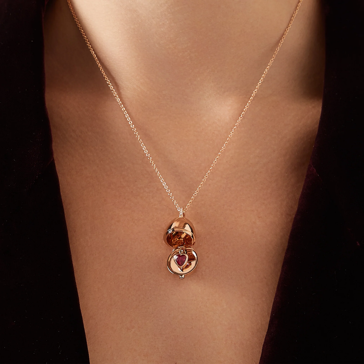 Fabergé Essence Ruby Heart Surprise Locket necklace
