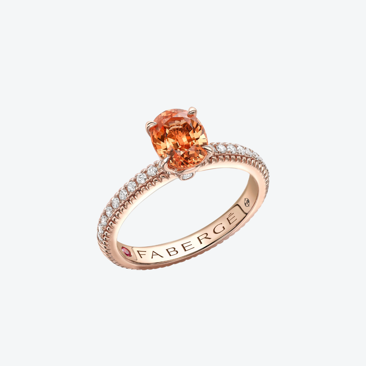 Fabergé Spessartite Fluted ring with diamonds