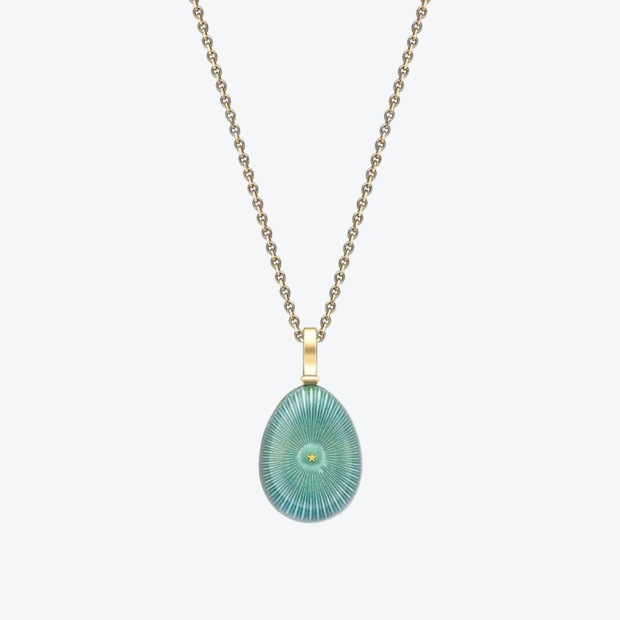 Fabergé Teal Enamel Starburst Egg Pendant necklace