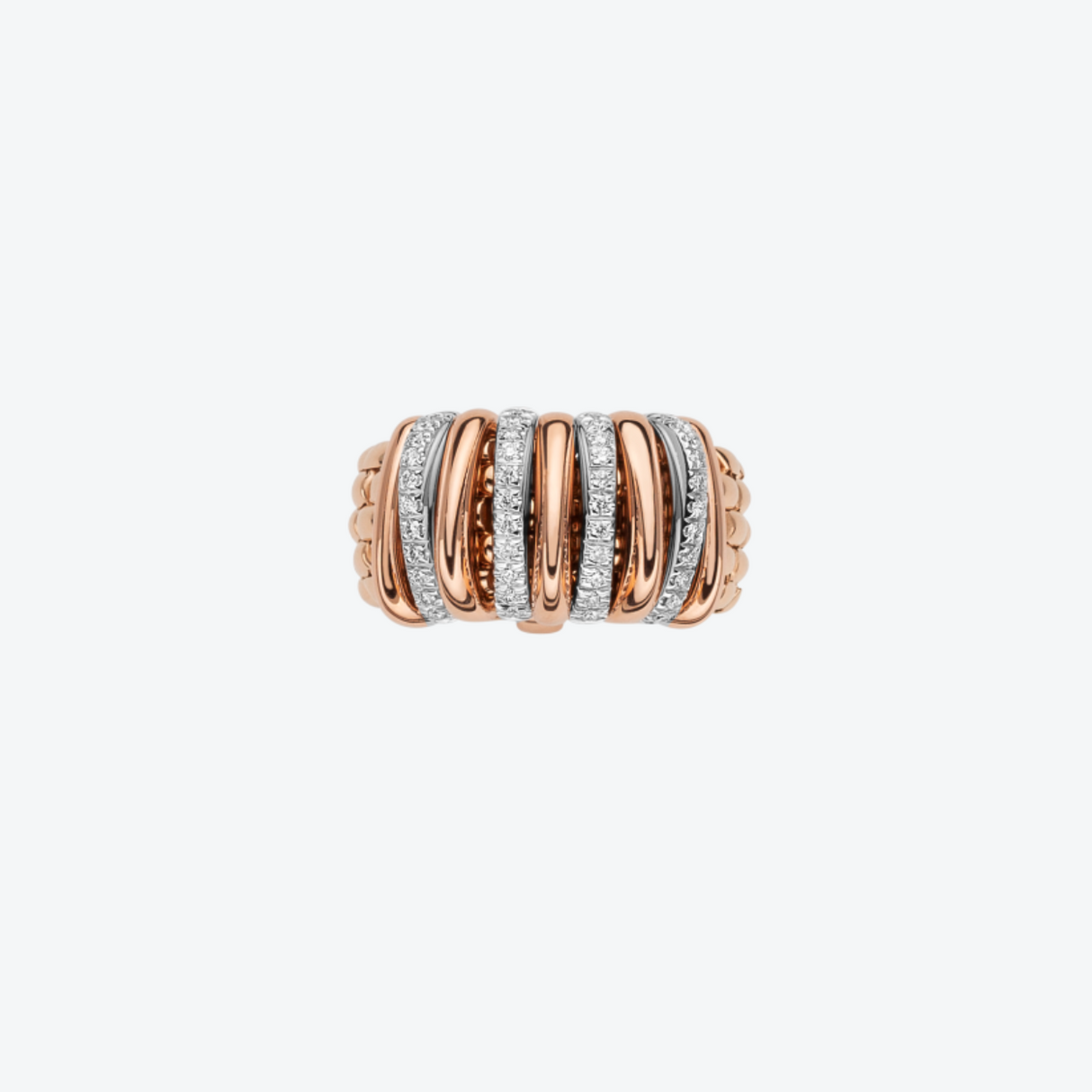 FOPE Panorama 18-karaats roségouden Flex'it ring met diamanten en gouden rondellen