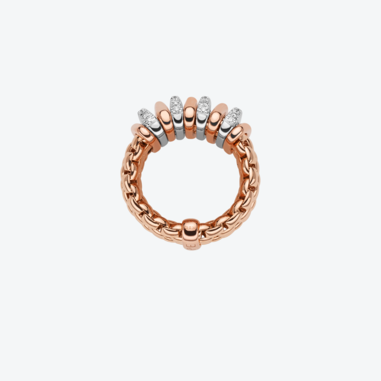 FOPE Panorama 18-karaats roségouden Flex'it ring met diamanten en gouden rondellen