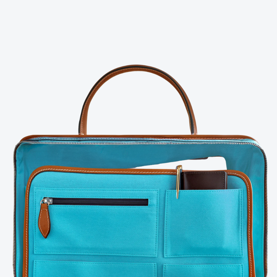 Travelteq The Briefcase Cognac/Light Blue